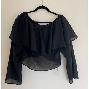 Moussy Linen Wool Frill Top
